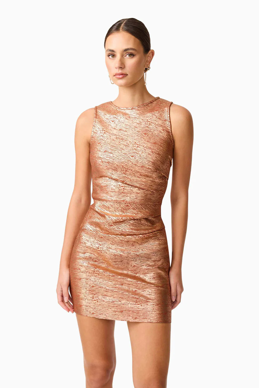 RHIAN FITTED MINI DRESS-RUST