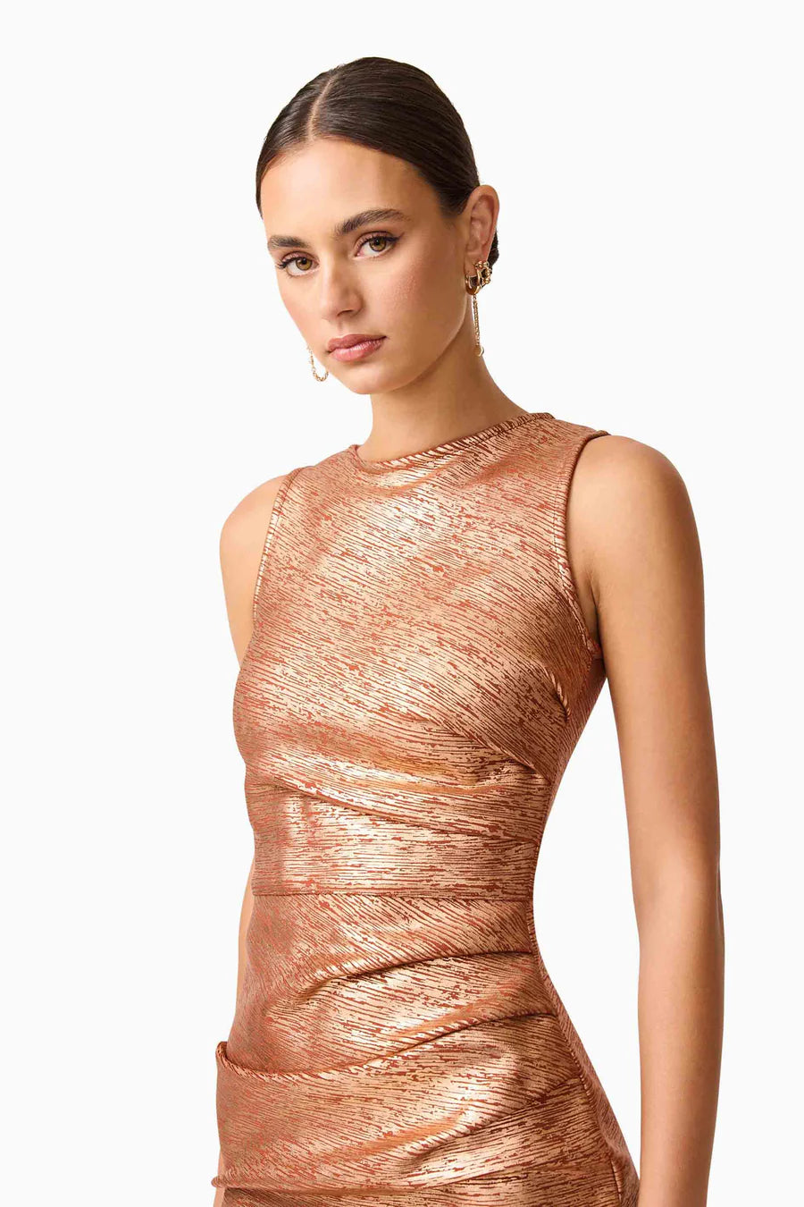 RHIAN FITTED MINI DRESS-RUST