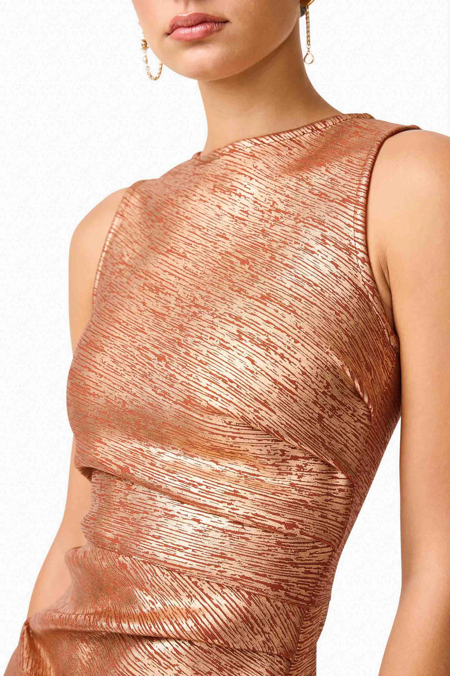 RHIAN FITTED MINI DRESS-RUST