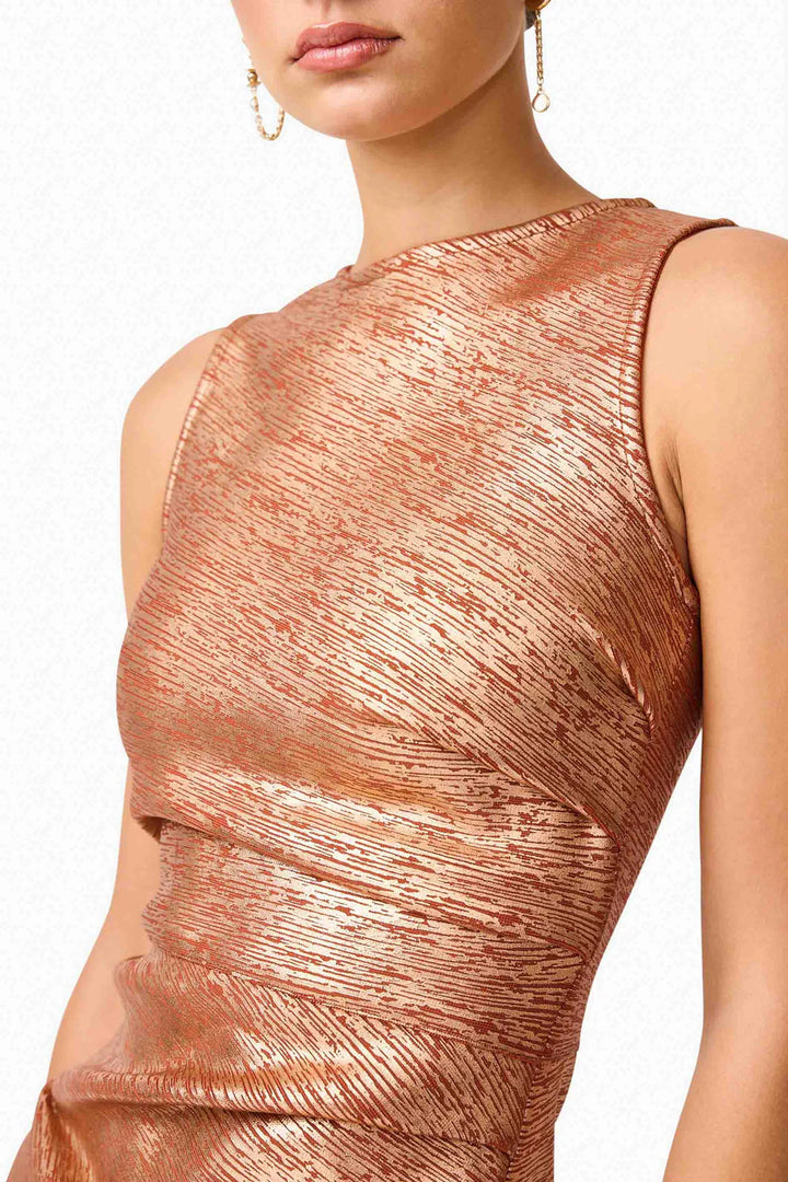 RHIAN FITTED MINI DRESS-RUST