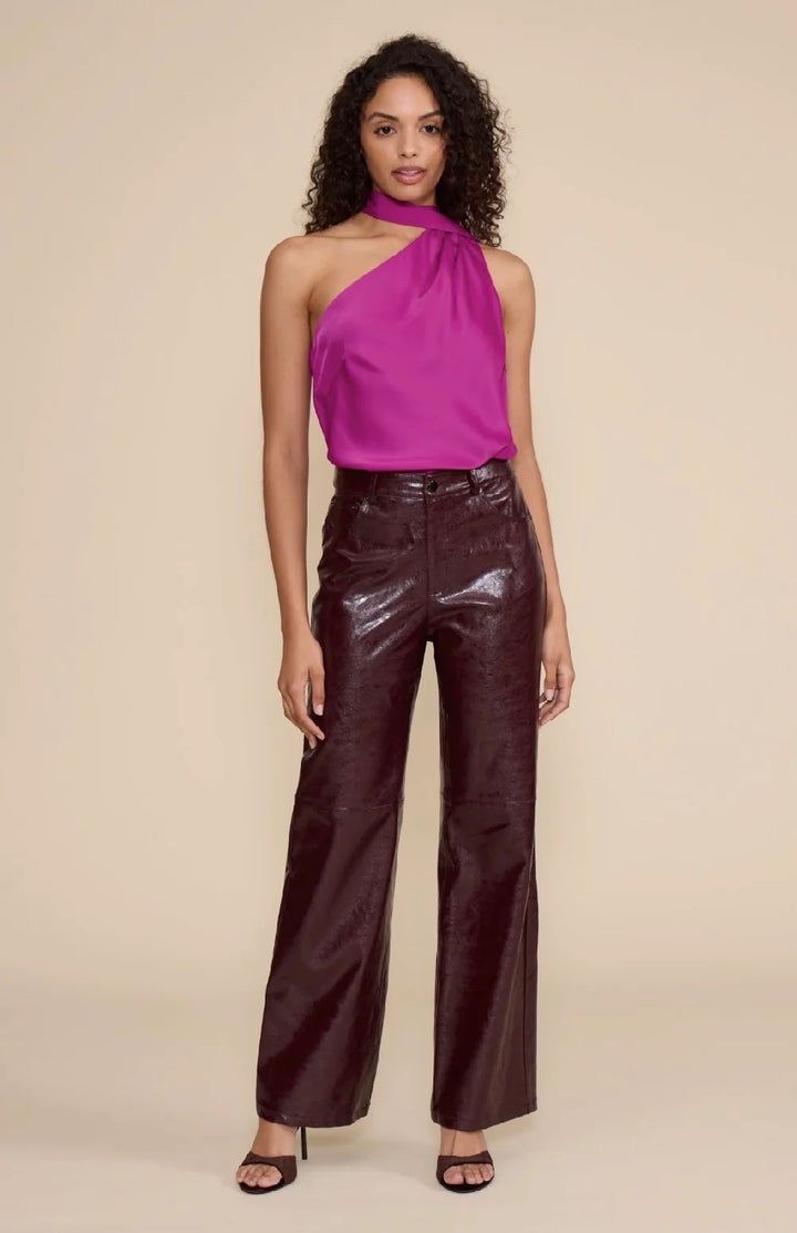 ELMA TIE NECK TOP-MAGENTA