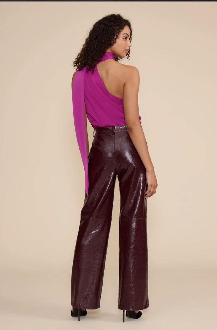 ELMA TIE NECK TOP-MAGENTA