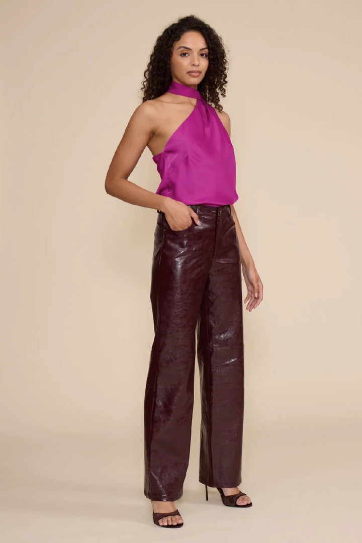 ELMA TIE NECK TOP-MAGENTA