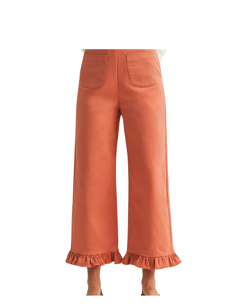STRETCH FRONT POCKET TWL PANT-TERRACOTTA