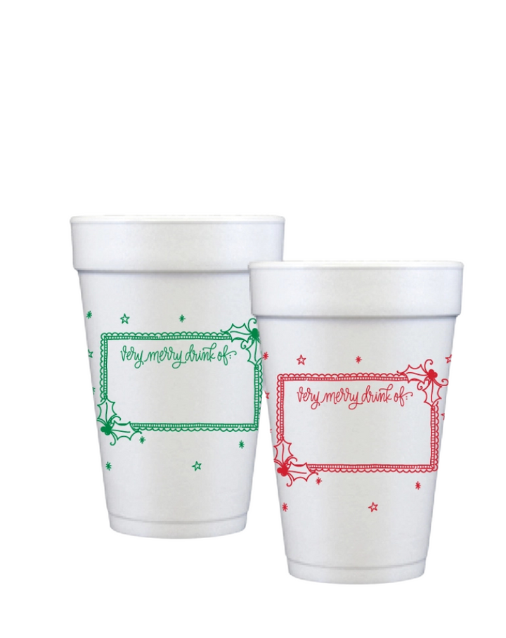 MERRY CHRISTMAS YA'LL FOAM CUPS-RED/GREEN