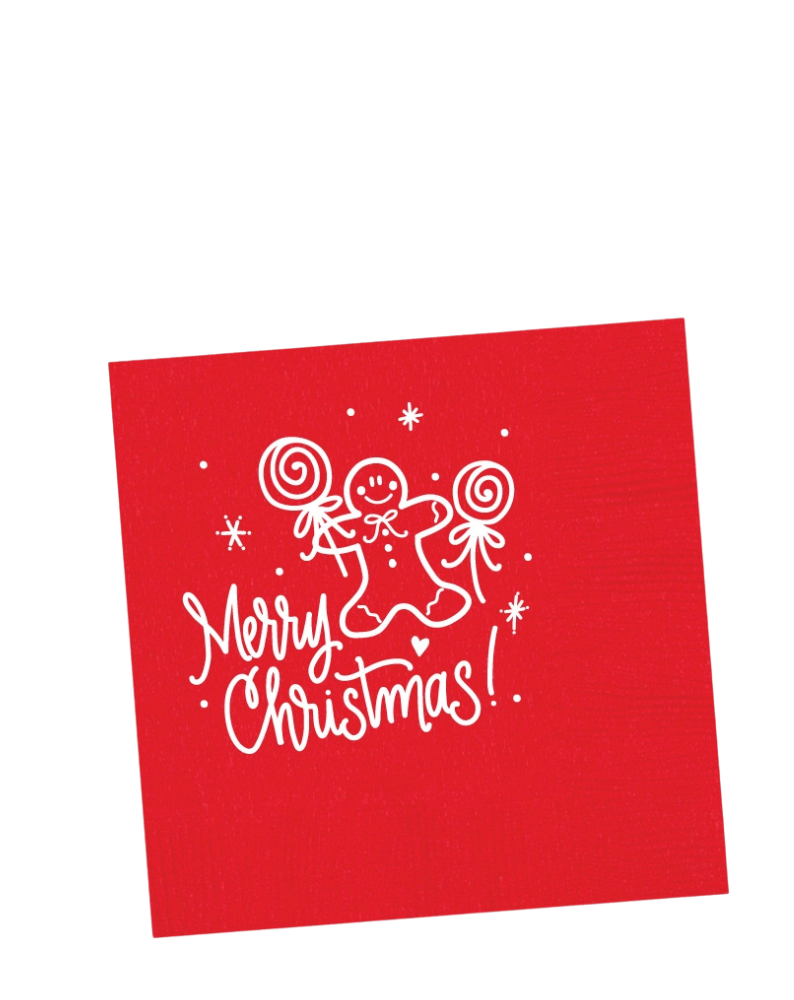 GINGERBREAD CHRISTMAS NAPKINS-RED