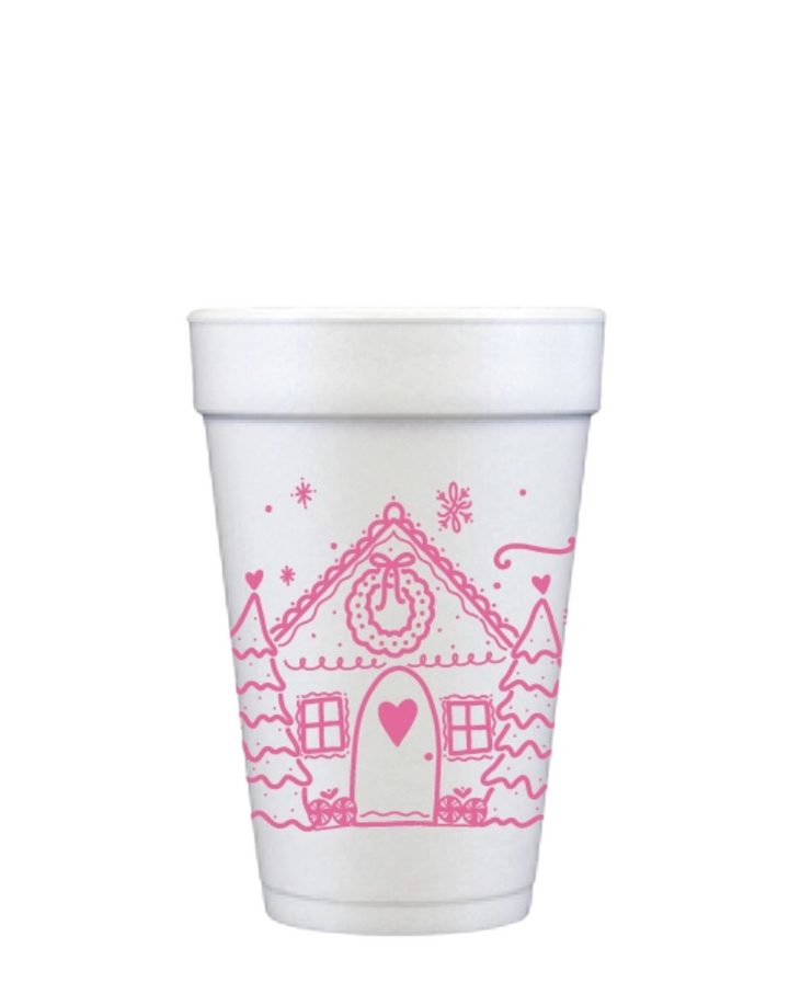 GINGERBREAD CHRISTMAS FOAM CUP-PINK