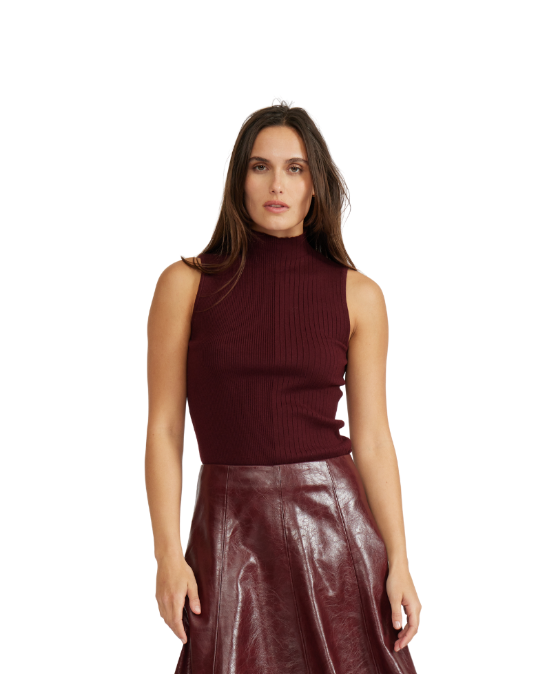 MARCEL KNIT TOP-BURGANDY