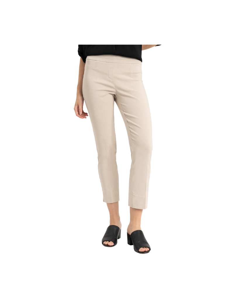 light beige pull on cigarette ankle pant