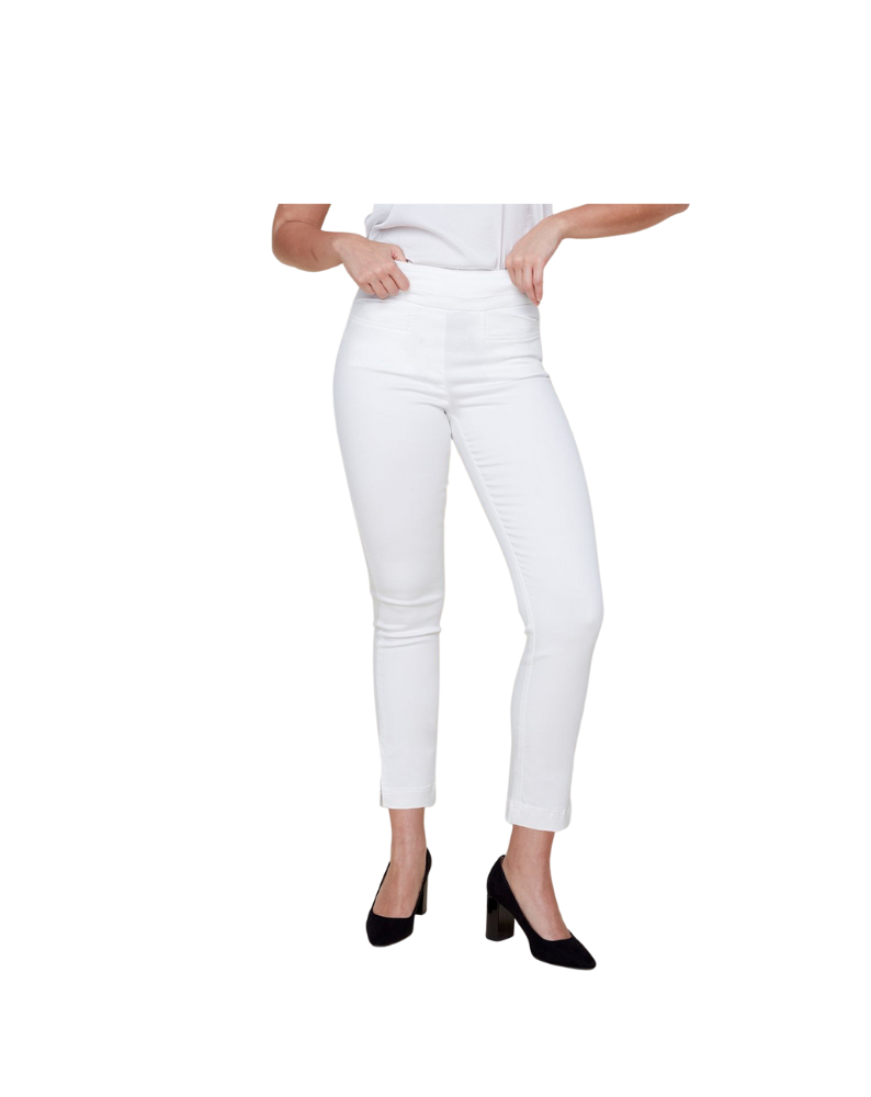 white pull on cigarette ankle pant
