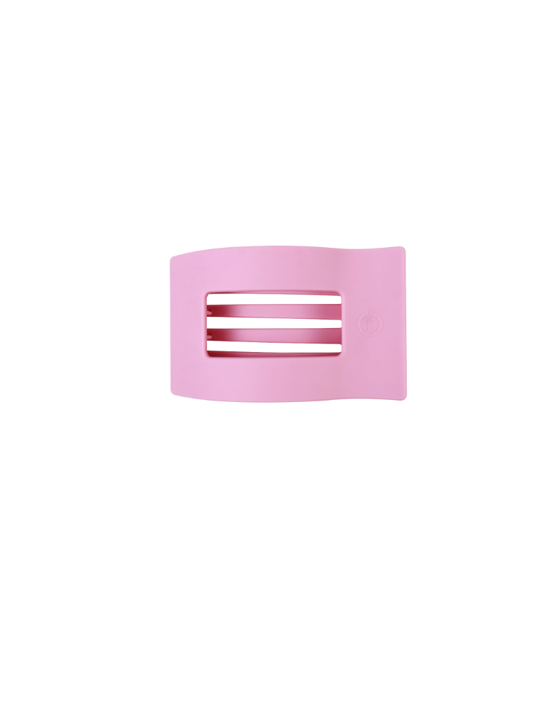 small matte pink open rectangle hair claw