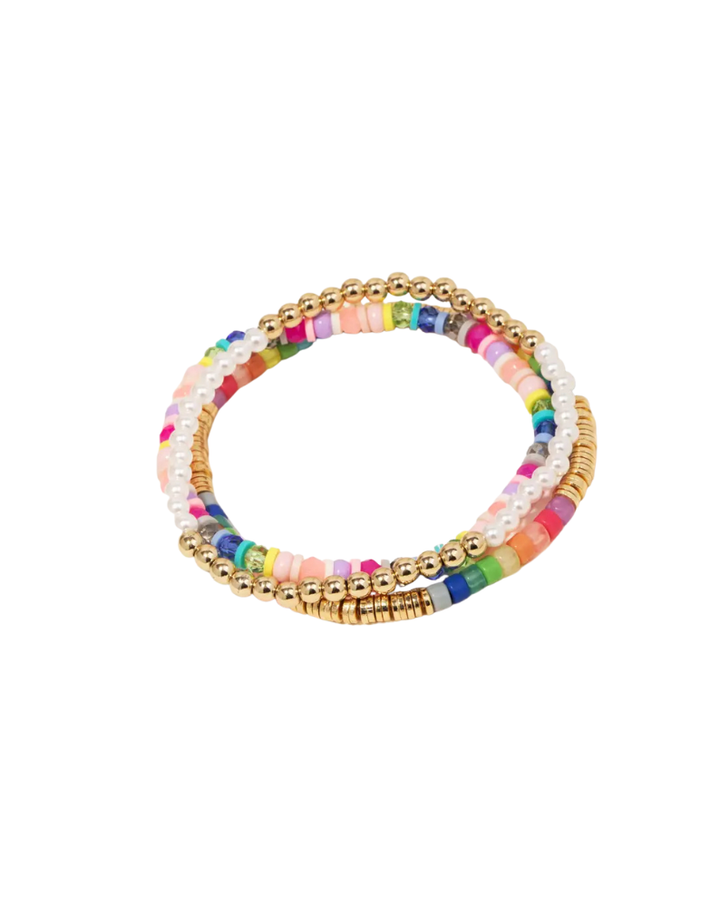 gold and multicolor bead stretch bracelet 