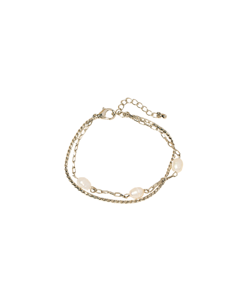 rhodium layered bracelet with pearl-like bead detail