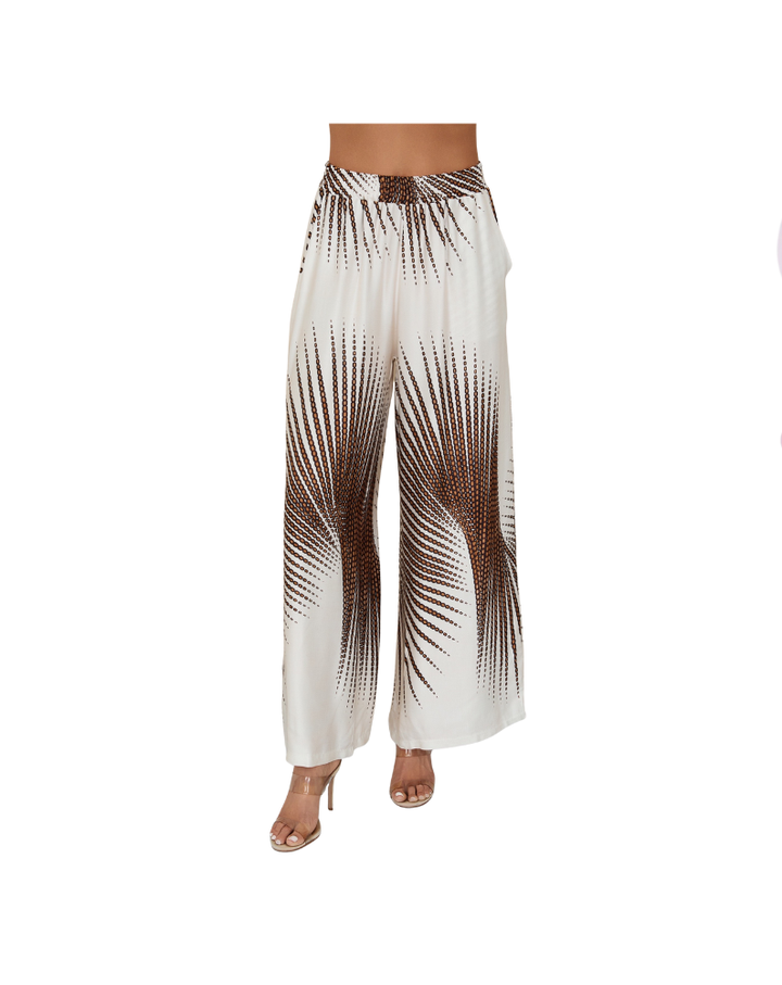 SUNBURST PRINT PANTS-CAMEL