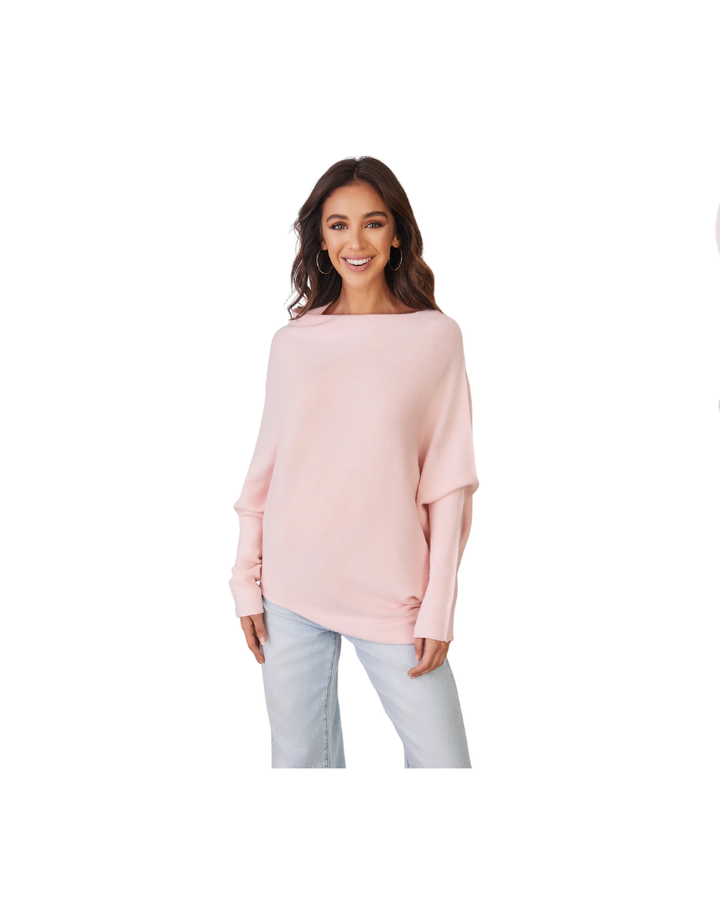 ASYMMETRICAL SWEATER-BABY PINK