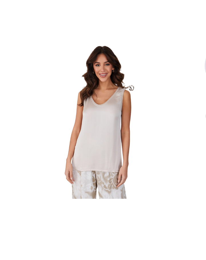 SILKY SOFT VISCOSE TANK TOP- BEIGE