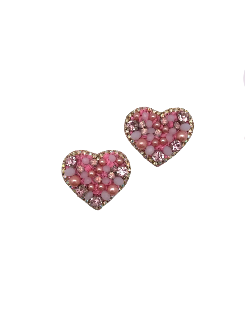 PINK HEART STUD EARRINGS