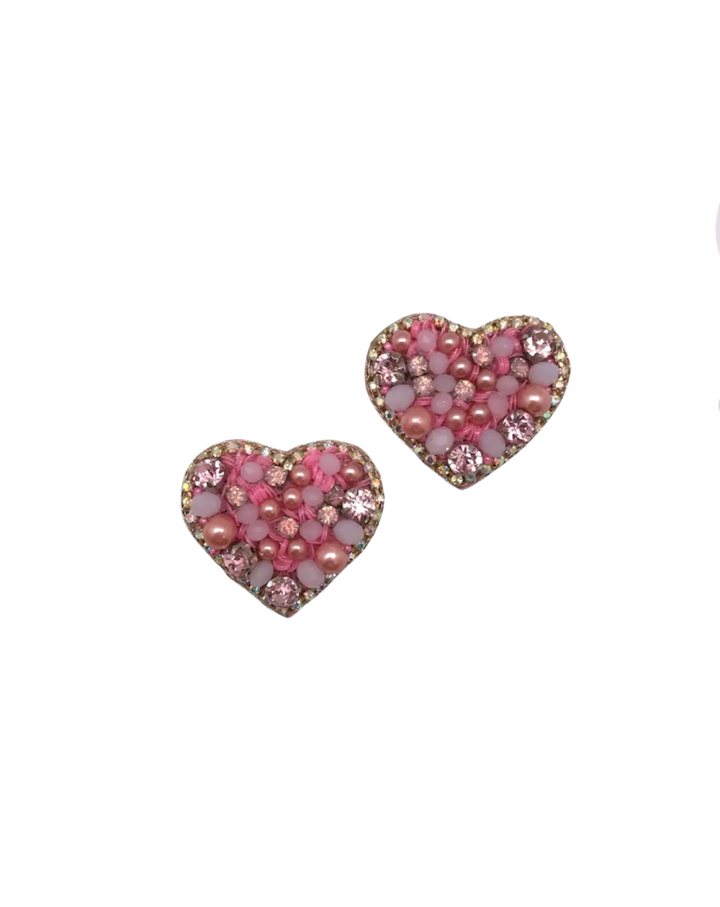 PINK HEART STUD EARRINGS