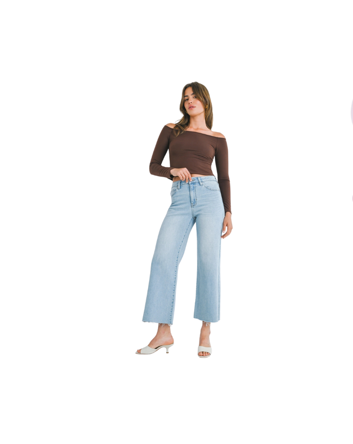 THE SLIM WIDE LEG-LIGHT DENIM