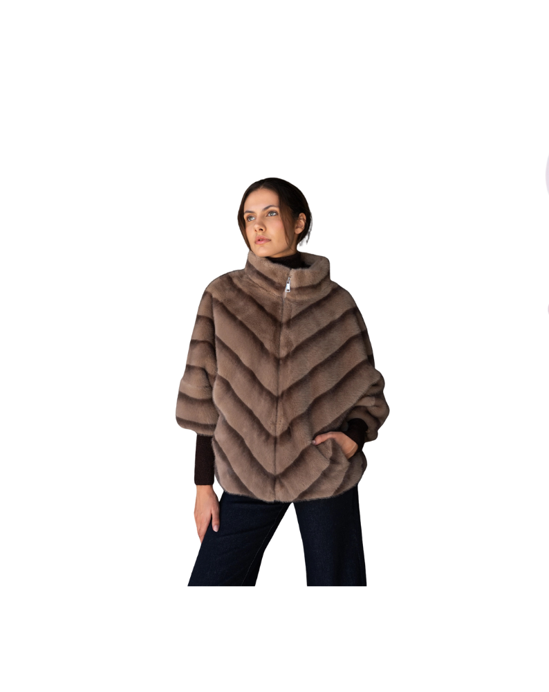 COPENHAGEN FAUX FUR CAPE JACKET-TAUPE