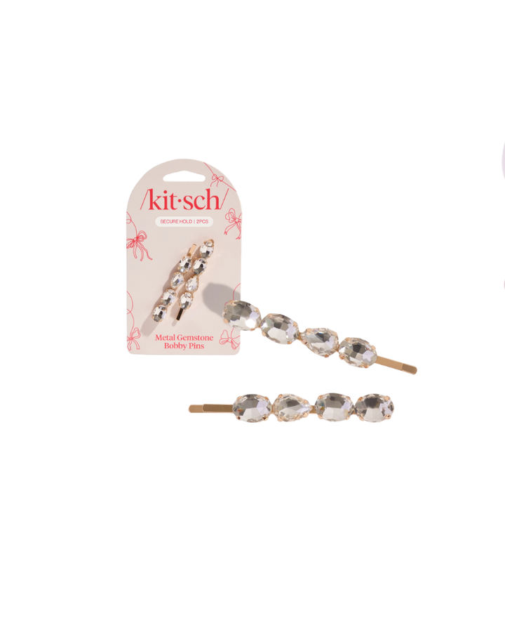 HOLIDAY GEMSTONE BOBBY PINS-GOLD