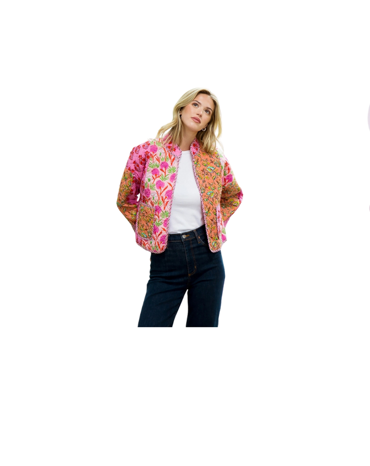 PATCHWORK QUILTED JACKET-PINK