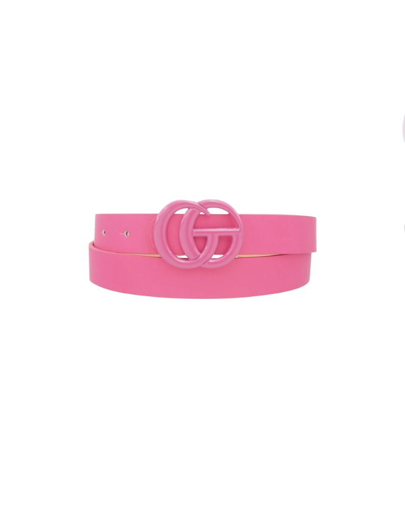 COLOR COATED G BUCKLE BELT-FUSCHIA
