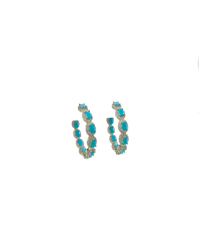 YELLOWSTONE TURQUOISE HOOPS-SILVER