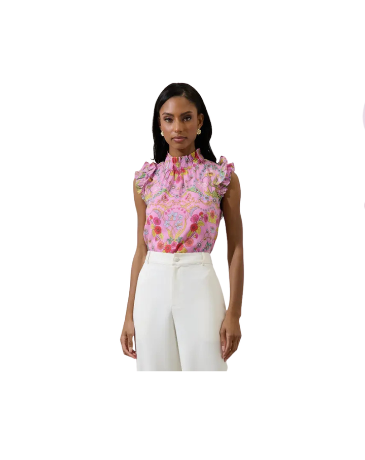 RAMSIE FLORAL ZOIE TOP-CREAM/PINK/MULTI