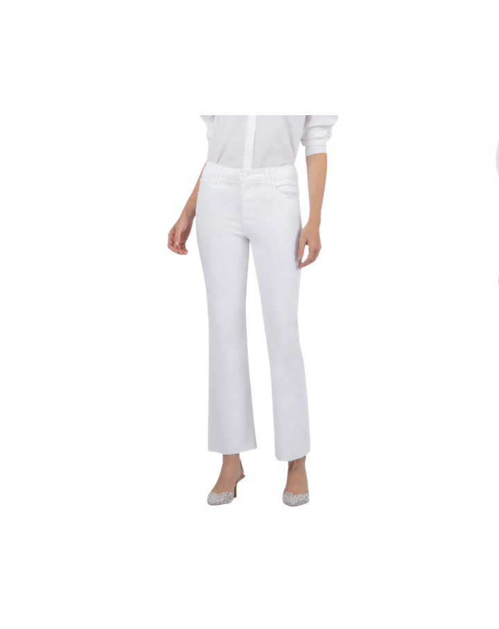 KELSEY HIGH RISE ANKLE FLARE WITH RAW HEM-OPTIC WHITE