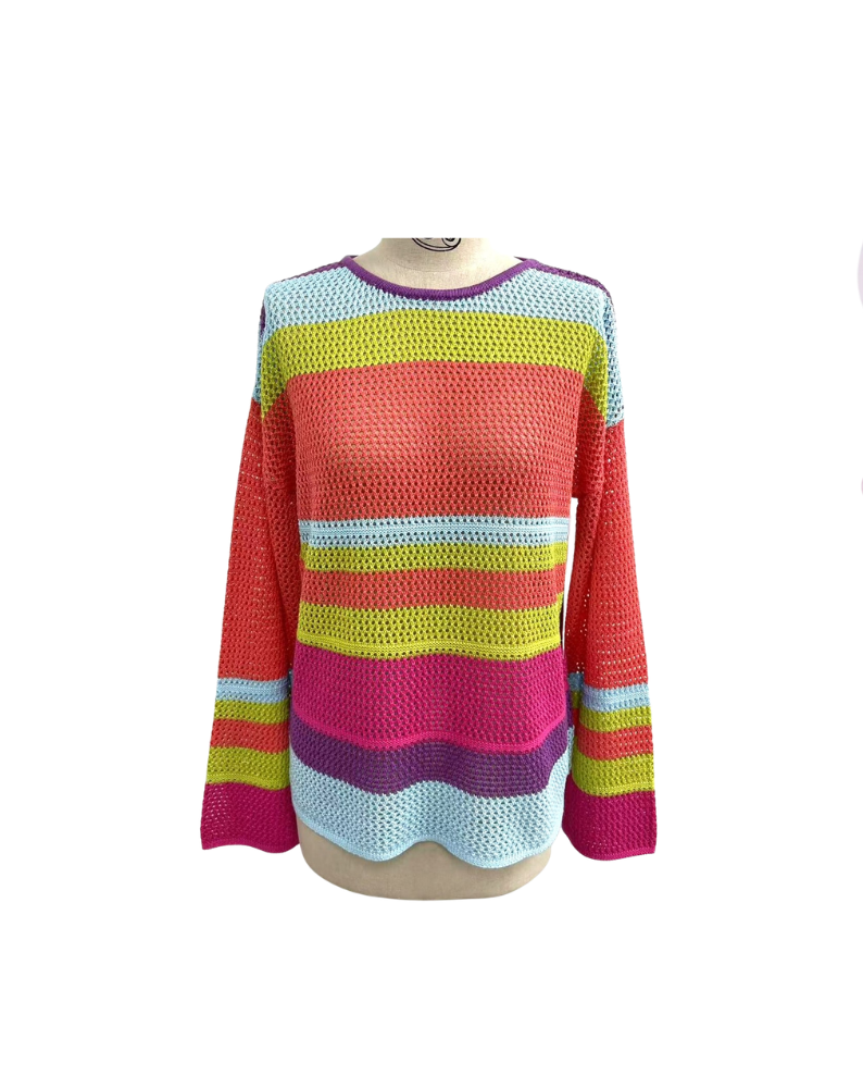 STRIPED KNIT TOP-MULTI