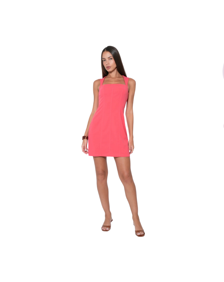KIARA CUT OUT BACK SLIM MINI DRESS-POPPY
