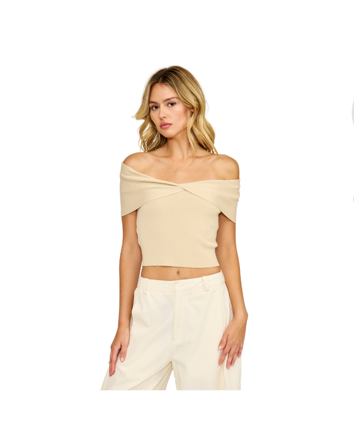 JAYA OFF THE SHOULDER TOP-BEIGE