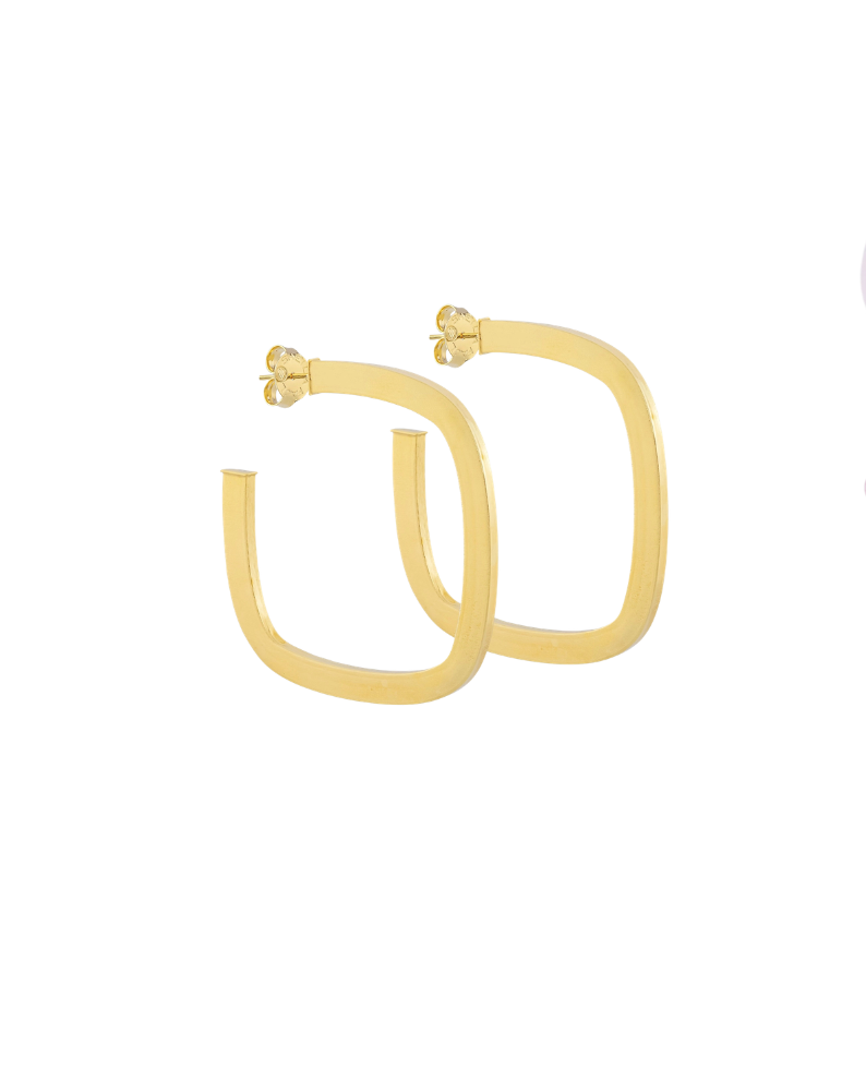 SQUARE ELISA HOOPS-18K GOLD PLATED