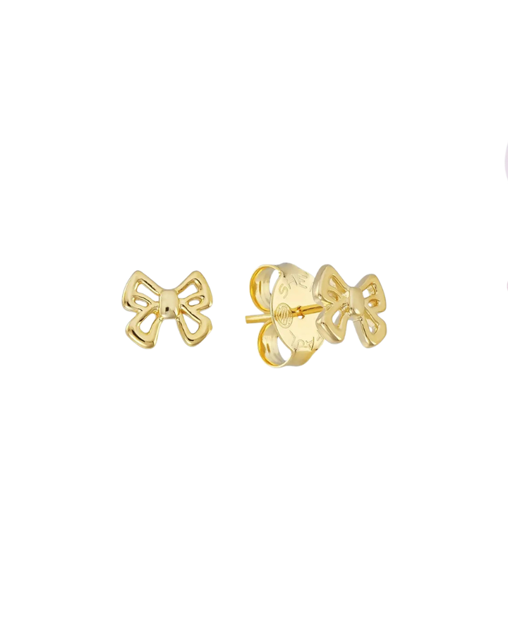 BOW STUDS-BRUSHED 18K GOLD PLATED