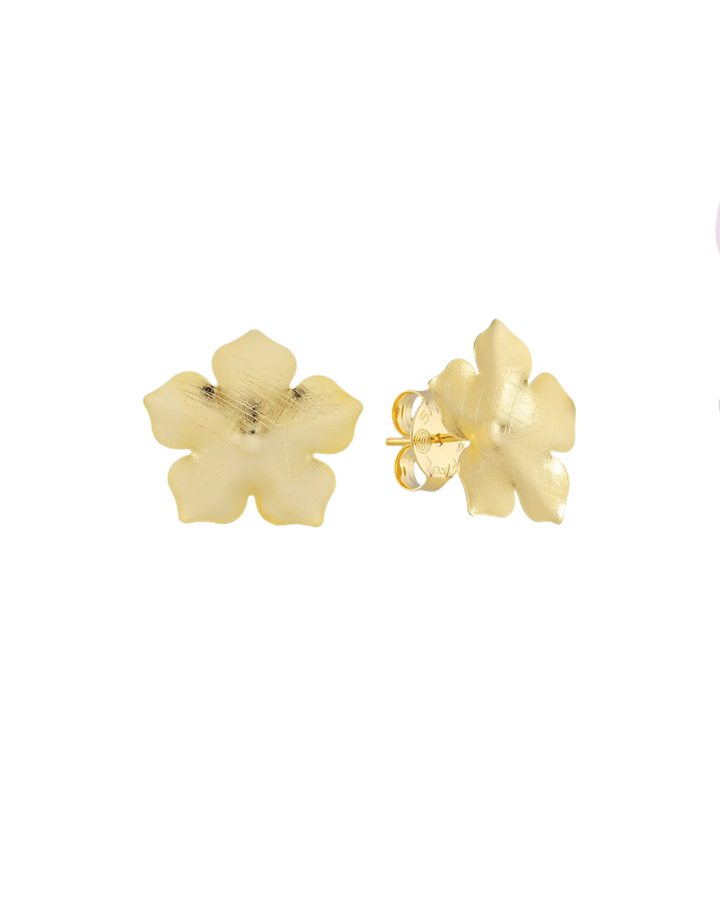 FORGET ME NOT FLOWER STUDS-BRUSHED 18K GOLD PLATED