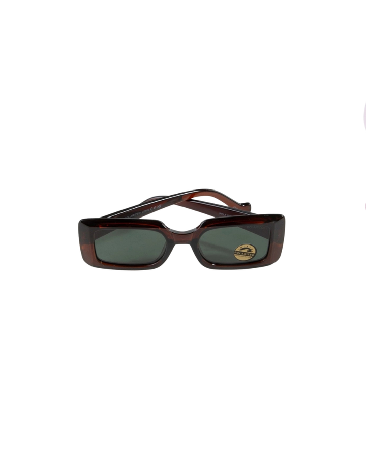 POLARIZED RECTANGLE SUNGLASSES-DARK BROWN