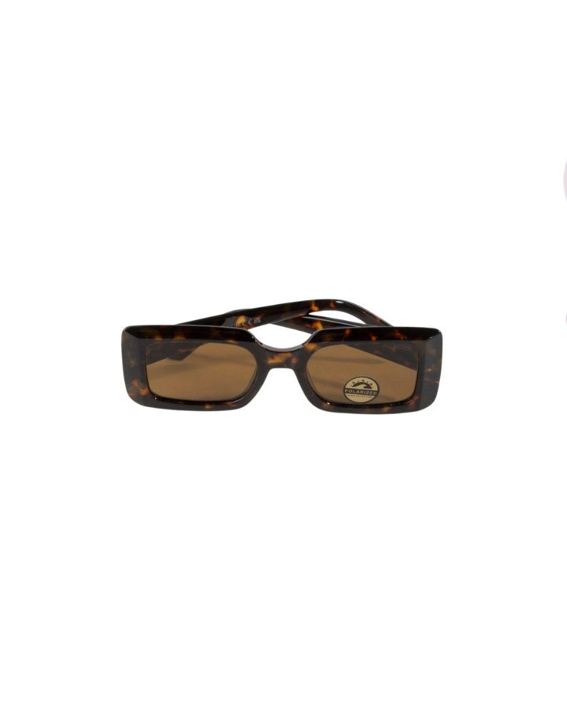 POLARIZED RECTANGLE SUNGLASSES-DARK TORTOISE
