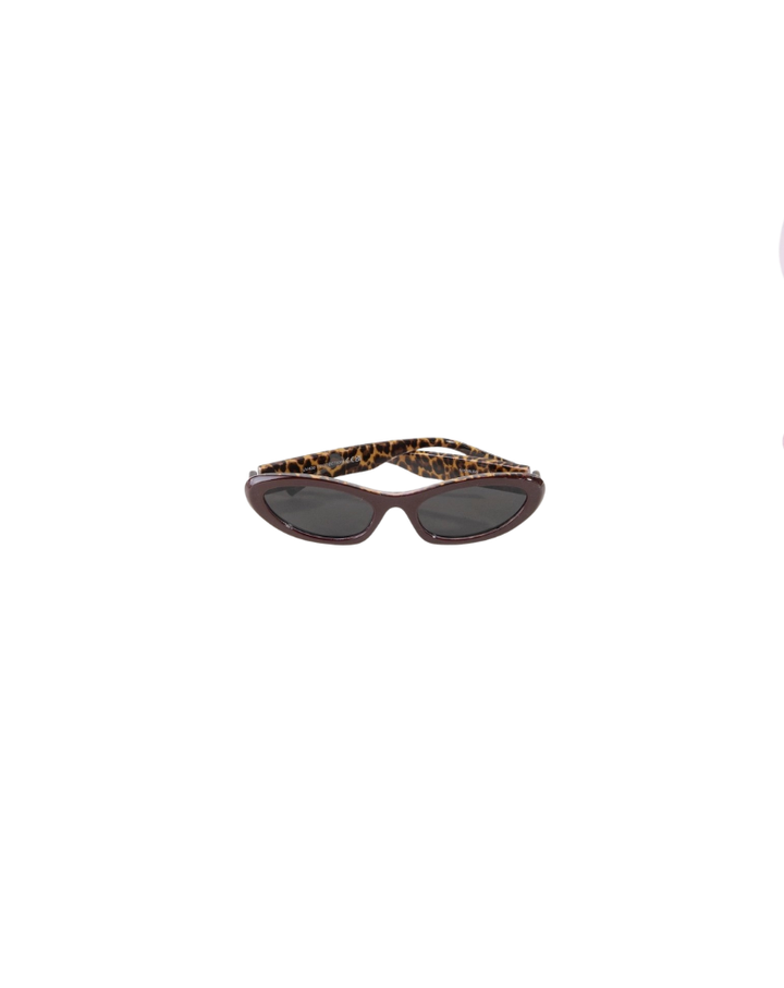 LEOPARD CAT EYE SUNGLASSES-BURGUNDY