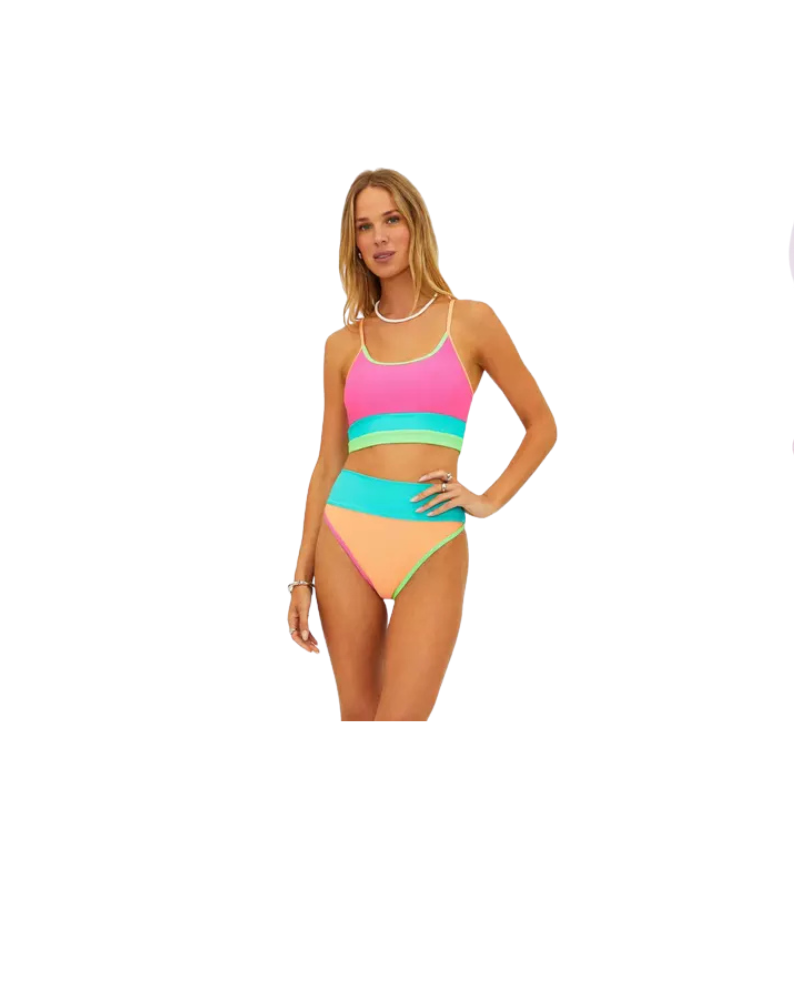 EVA TOP-AQUA HAZE COLOR BLOCK