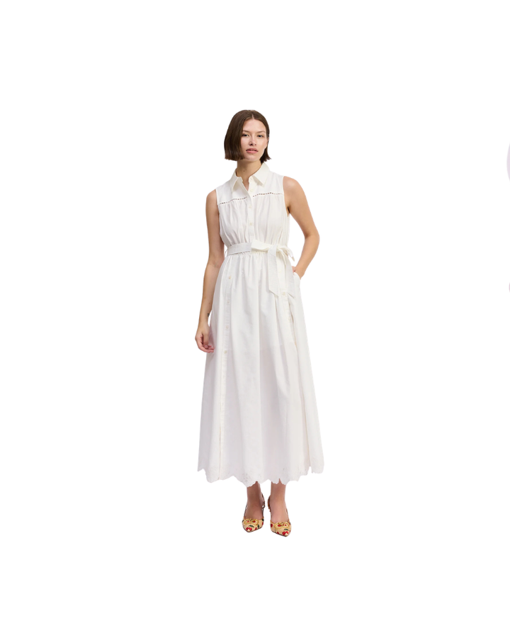 BRITTANY MAXI SHIRT DRESS-WHITE