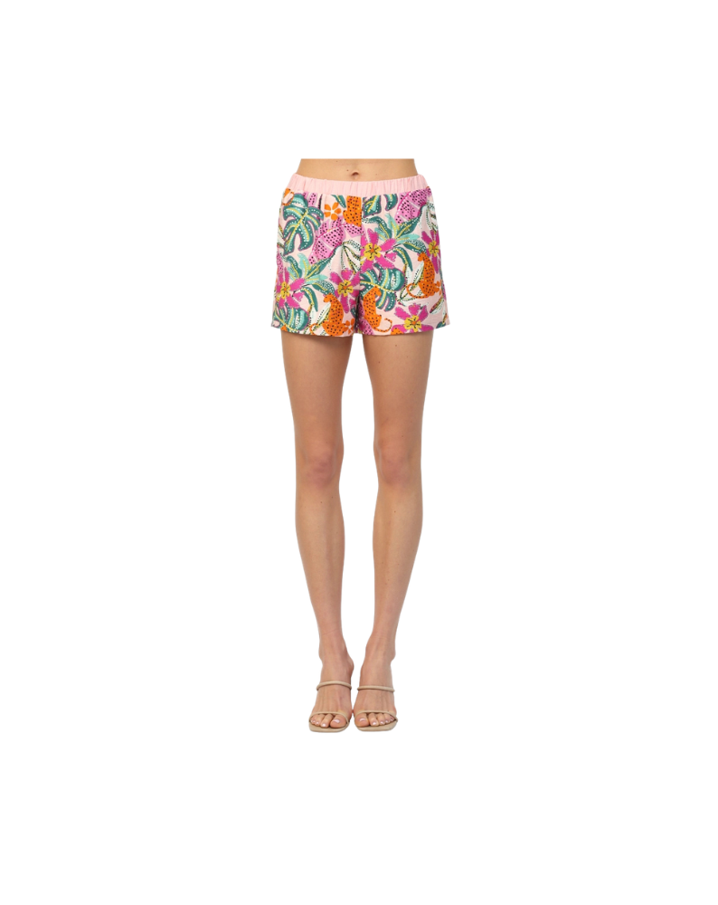 TROPICAL PRINT SHORTS-BLUSH/MULTI