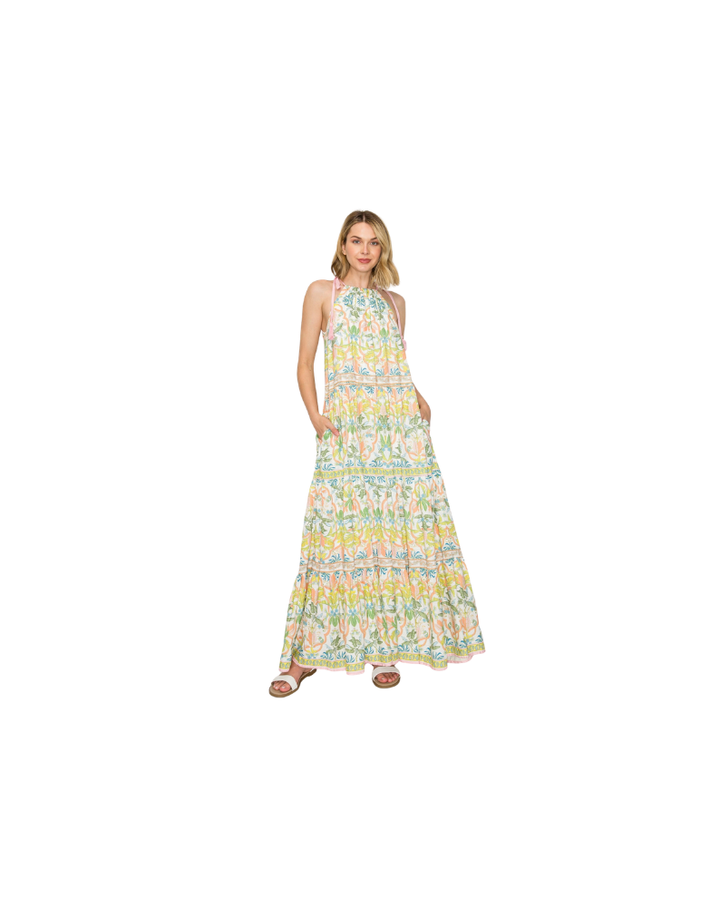 JUNGLE PRINT MAXI DRESS-LEMON YELLOW