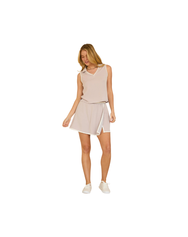 SLEEVELESS MODAL COLLARED TOP-MISTY LILAC