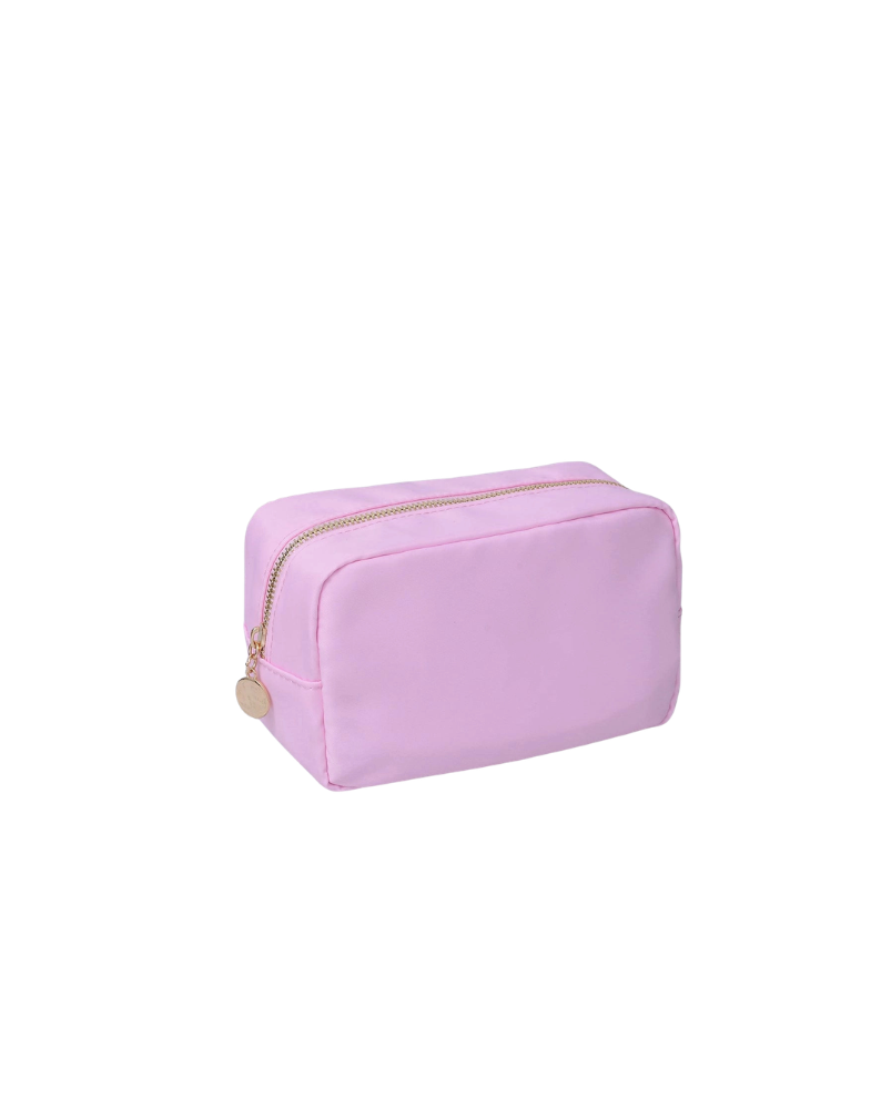 EMMA ROUND ZIPPERED NYLON POUCH-FLAMINGO