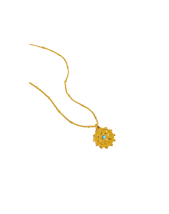 STASSIE 18K GOLD TURQUOISE STONE SUNBURST NECKLACE