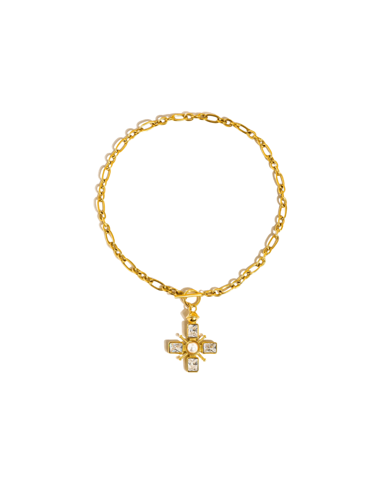 PATRICE 18K GOLD CROSS NECKLACE