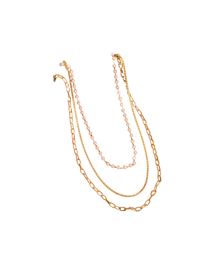 CADEAUX 18K GOLD STACKED PEARL NECKLACE