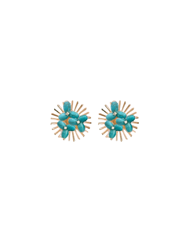 TURQUOISE SUNBURST STATEMENT EARRINGS