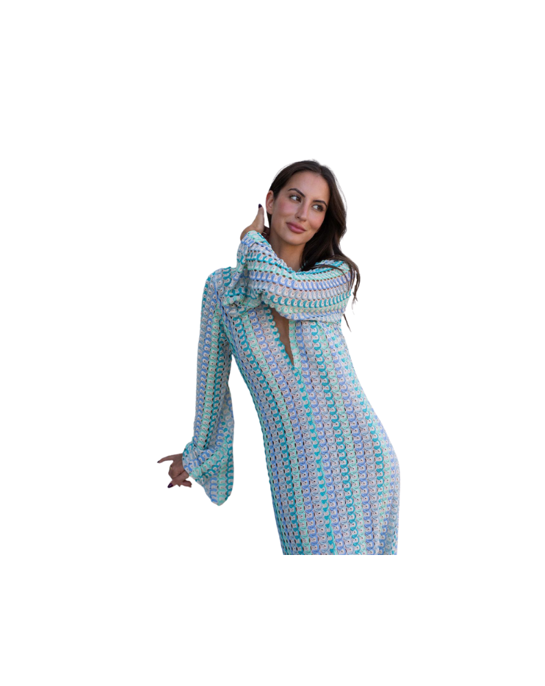 CROCHET SWIM COVERUP-SKY BLUE